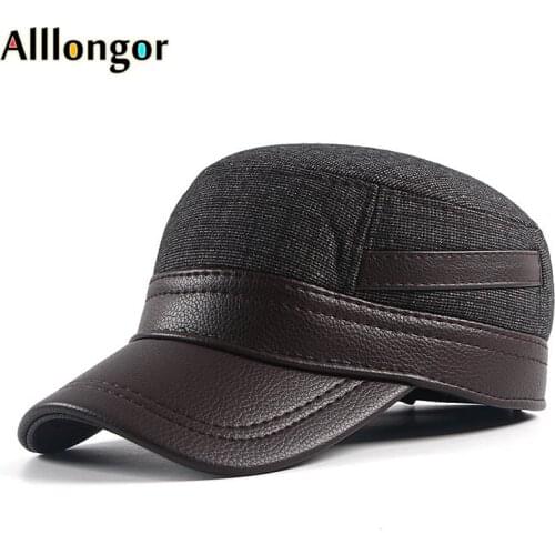 High Quality Winter Bomber Hat Men 2021 Russian Leather Ushanka Caps With Ear Flaps Dad Hat Fur Warm Earflaps Baseball Cap Black