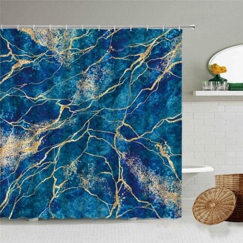 Nice Marble Irregular Texture Shower Curtains Waterproof Polyester Fabric Bathroom Curtains For Home Decor