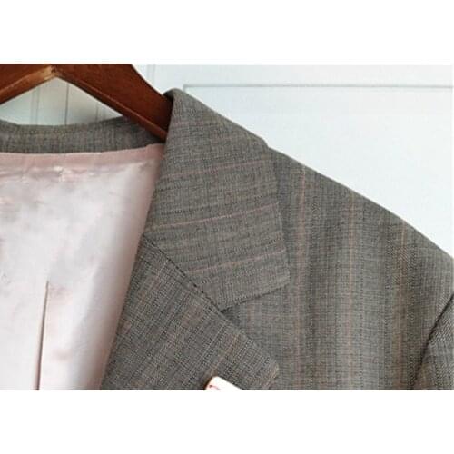 Women Fashion Blazer Coat 2021 New Autumn Badge Decoration Single Breasted Long Sleeve Office Ladies Straight Loose Suit