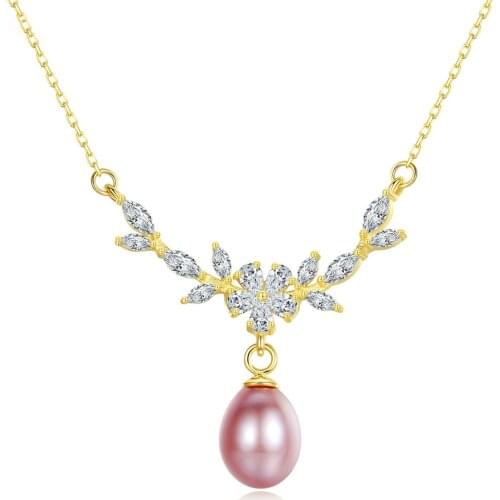 MetJakt S925 Sterling Silver Micro-inlaid Zircon Freshwater Pearl, Elegant Personality and Atmosphere Ladies Necklace