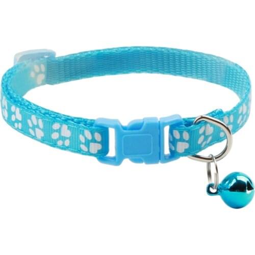 1Pcs Blue Pet Supplies Cat Collar With Bell Adjustable Buckle Collar Cat Pet Supplies Cat Accessories Collar Small Dog Collar