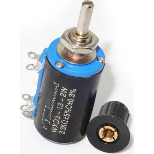 1pcs WXD3-13 2W Potentiometer + 1 Black knob 100 200 220 1K 2.2K 3.3K 4.7K 5.6K 6.8K 10K 22K 33K 47K 100K Ohm WXD3-13-2W