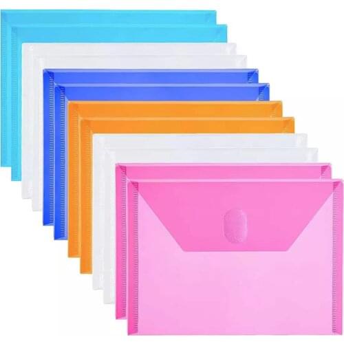 10 Packs A7 Clear Plastic Small Envelope with Hook & Loop Closure 5 x 7 Ploy Envelope for Home Office Receipe/Check/Photos