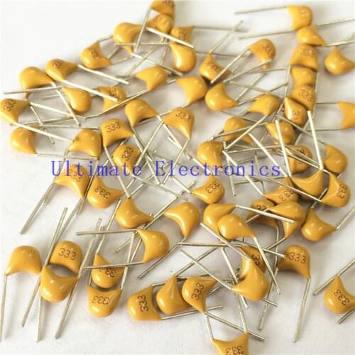 100pcs/lot Multilayer ceramic capacitor 333 50V 33nF 333M P=5.08mm