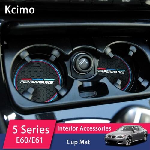 Kcimo 2pc Anti-slip cup Pad for BMW F10 F11 F07 E60 E61 F01 G11 F25 G01 G26 G02 F15 G05 E70 F16 G06 M Car Coasters Cup Holder Ma