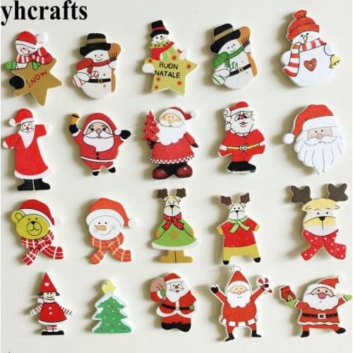 20PCS/LOT,20 design mix Christmas wood stickers Kids room decoration Wall ornament Craft material Kindergarten crafts Xmas toys