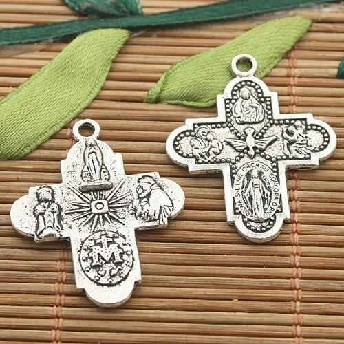 20pcs dark silver tone religious cross charms h3223