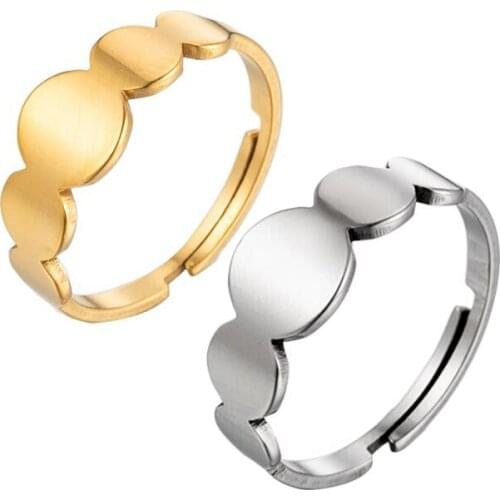 2021 Simple Dots Round Rings for Women Men Adjustable Size Chucky Ring Finger Geometric Stainless Steel Jewelrys Everyday Wear