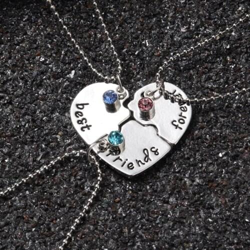 Best Friend Forever Pendant Necklace Fashion Bff Splice Heart Necklace Shiny Rhinestone Necklace Set Women Friendship Jewelry