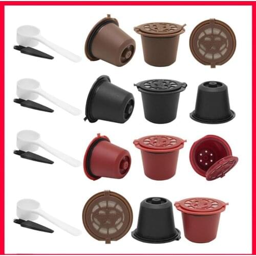 3pcs/pack Refillable Reusable for Nespresso Coffee Capsule With 1PC Plastic Spoon Filter Pod For Original Line Siccsaee Filters