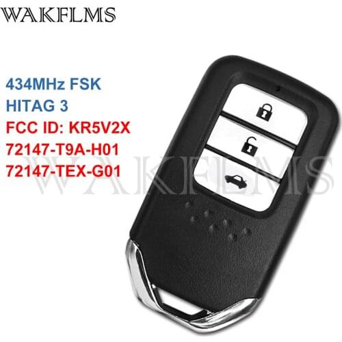 3btns Smart Card Remote Car Key 434Mhz For Honda City Jazz Civic Grace 2015 with NCF2951X HITAG 3 47 CHIP KR5V2X