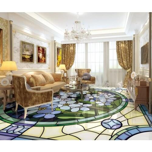 3d flooring Small floral modern geometric 3D flooring bathroom waterproof wallpaper 3d floor painting wallpaper