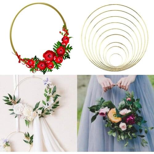 5cm-40cm Gold Dream Catcher Rings, Metal Hoops, Macrame Floral Craft Hoop, Hanging Wreath, DIY Home Wedding Decor, 10pcs/lot