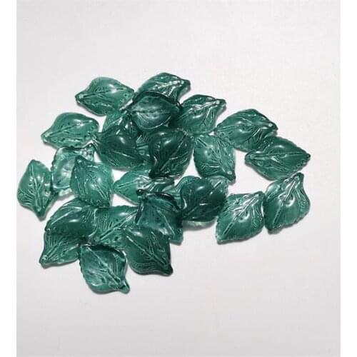 50PCS 16*24mm Colorful Glazed Glass Crystal Leaves Beads For Jewelry Making DIY Handmade Earring Hair Accessories Jewelry