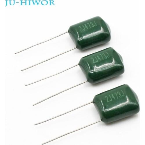 50pcs/lot DIP 2J473J Polyester Film Capacitors 630V 47nF Through Hole TOL:5