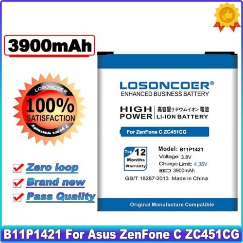 LOSONCOER 3900mAh B11P1421 battery For Asus ZenFone C ZC451CG Z007 battery+Tracking number