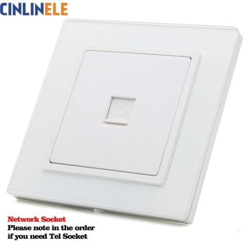 White Glass Panel Network Socket Same Color As Touch Switch Customizable Siamese Switch & Socket