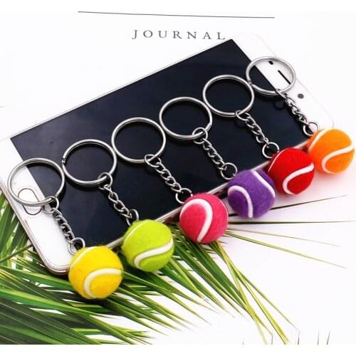 2pcs Tennis bag Pendant plastic mini tennis ball key chain small Ornaments sport advertisement keychain fans souvenirs key ring
