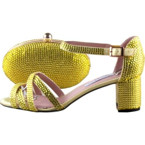 BS1112 Custom Handmade Yellow Rhinestones Cross Strap Dress Pumps Big Size High Heel Women Bridal Wedding Shoes And Bag Set