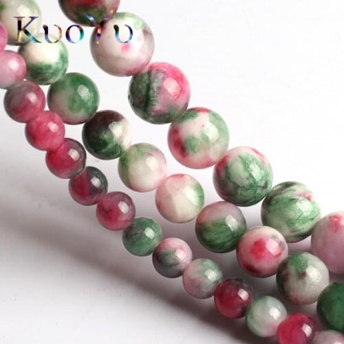 Natural Green Red Colorful Persian Jades Beads Gem Round Loose Bead 15"Strand 6/8/10MM For Jewelry Making DIY Bracelet Necklace