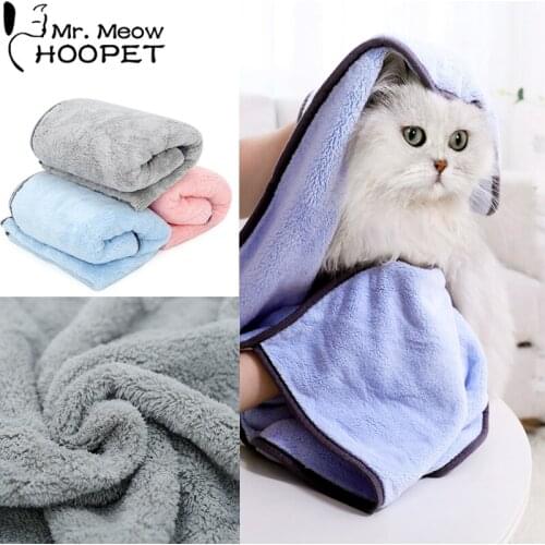 Hoopet Cat Towel Large Dog Bath Towel Absorbent Towel Quick-drying Cleaning Tool Functional Warm Cat Sleeping Mat 77x35cm