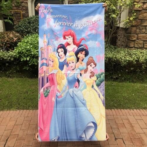Disney Mermaid Ariel Cinderella Bath Beach Towel Cartoon Children Kids Girls Snow White Belle Princess Jasmine Blankets Throw
