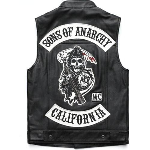 Jean Jacket Men Classic Motorcycle Leather Vest Men100% Genuine Cowhide Skin Biker Leather Vest Moto Leather Waistcoat M436