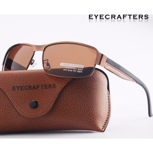 Eyecrafters High-end HD Polarized Sunglasses Mens Gun Metal Driving Rectangle Sunglasses Fashion UV400 Eyewear