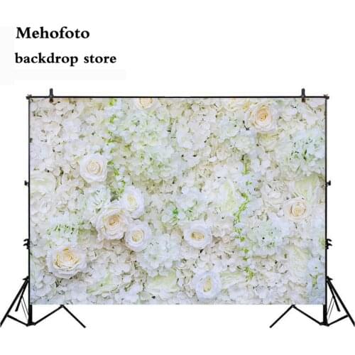 Mehofoto Flower Wall Photo Background Wedding Decoration for Bride Shower Display Wall White Flowers Backdrop Video Custom 236