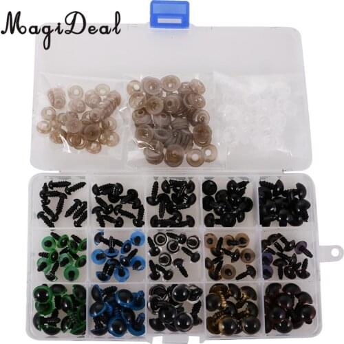Hot Sale Black 12-20mm Plastic Safety Eyes with Washers for Teddy Bear Doll Dog Plush Animal DIY Craft Toy