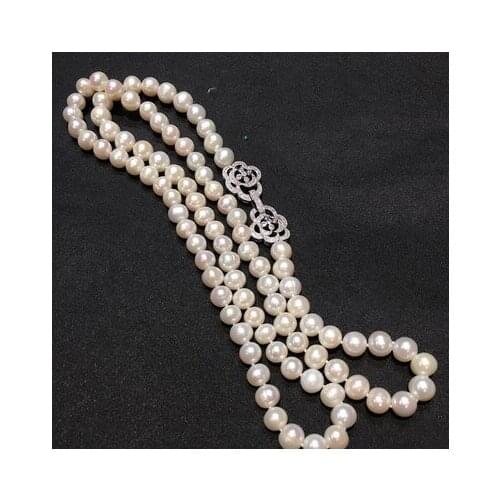 Hot sellNEW Hot sell 8-9mm 60cm white natural freshwater pearl necklace long sweater chain fashion jewelry