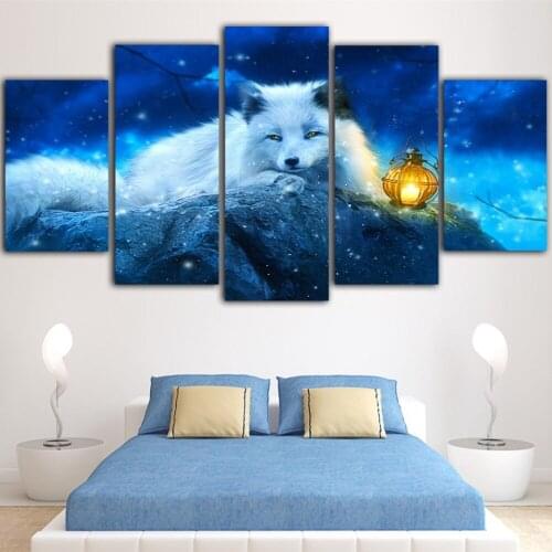 HD Print Canvas Snow Fox Paintings Home Decor Wild Animals Wall Art Modular Vintage Pictures Modern Posters Bedroom Framework