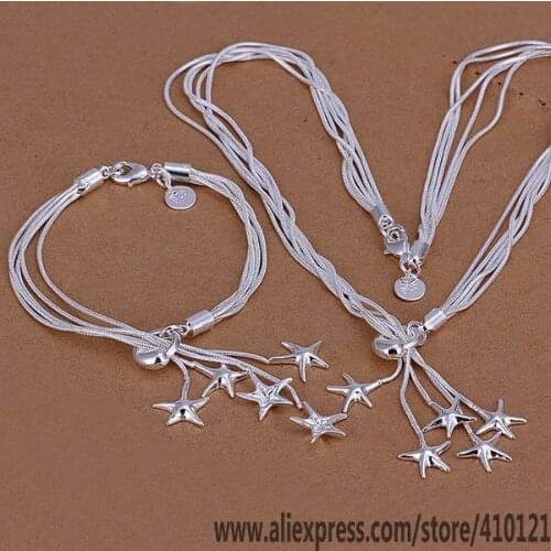 S007 Hot Sale Silver Color Fine Jewelry Sets,Wholesale Fashion Jewelry Elegant Charms Fashionset Seastar Pendant /cztalraa