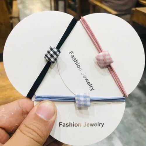 2021 Korean Style Artistic Hair Band Plaid Fabric Elastic Hair Rope Fashion Hot Selling Hair Rings Hair Accessories