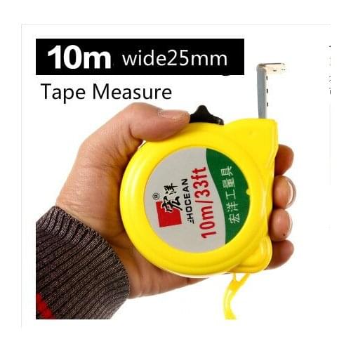 10mm Stainless steel Tape Measure Woodworking Measuring tool 10 Meters 25 mm Width The metric system