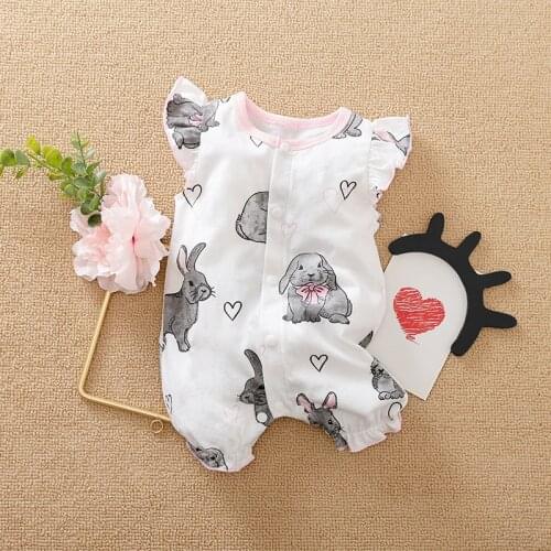 Prowow Baby Girl Clothes New Born Cartoon Rabbit Babys Romper Summer Pajamas Baby Bodysuit For Newborns Sleepwear