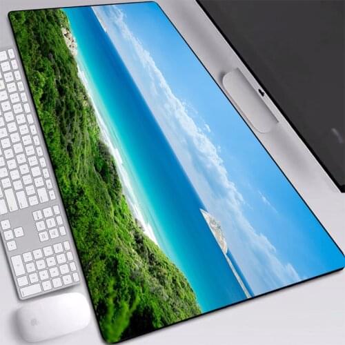 Green Grass Blue Sea White Cloud Mat Pads Big Professional Eco-friendly Natural Rubber Desk Mat Mouse-pads Keyboards Pad 90x40cm