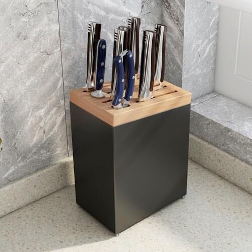 Kitchen Knife Holder Stainless Steel 7 Holes Scissors Shelf Storage Organizer Wood Knife Rack Chef Ceramic Knives Block Stand
