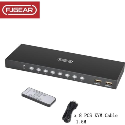 KVM Switcher 8 Ports HDMI-Compatible 4K HD Video Switch 8 computers share 1 set of keyboard, mouse, display, USB printer