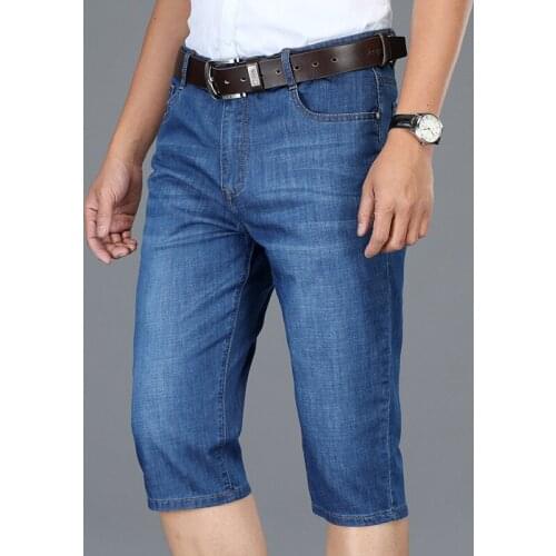 Summer Brand MenS Fashion Denim Shorts Classic Style Korean Business Casual Stretch Jeans Male Loose Straight Five-Point Pants