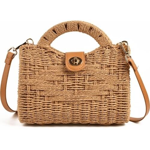 Summer ladies ins portable messenger straw bag fashion seaside travel vacation wild handmade diy woven bag