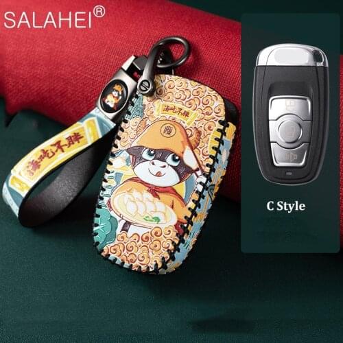 Hot Sale Leather Car Key Case Cover For Great Wall Haval H6 2015 C50 Hoist Key Shell Wallet Key Chain Auto Protector Accessories