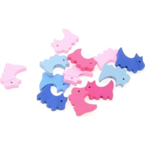 MIAOCHI 30Pcs Mixed Color Natural Wood Dog Wooden Beads For Jewelry Making Fit Handmade Childs Crafts Woodwork Beaded 29x21mm