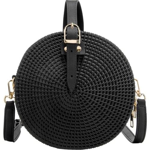 Fashion Women Shoulder Bag Round Lady Elegant Diagonal Bag Woven Ladies Shopping Handbag Daily Unique Bags Red High Quality