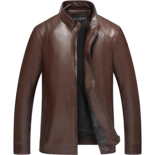 Stand collar mens leather jacket motorcycle coat men jackets clothes jaqueta de couro fashion autumn winter stand collar black