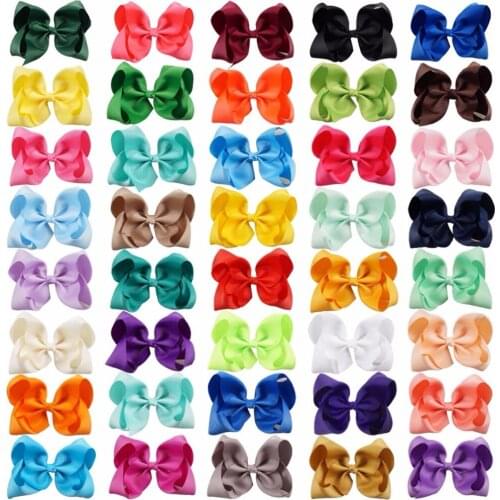Ncmama 20pcs/lot 5'' Big Hair Bows Solid Soft Hairpins With Clip Grosgrain Ribbon Hairclips For Kids Hair Accessories