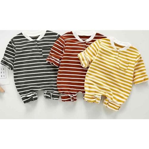 Autumn Spring Newborn Baby Boy Clothes Cotton Long Sleeve Baby Romper stripe Infant Toddler Jumpsuit Outfits