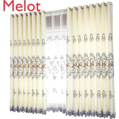 Simple European High-End Living Room Water-Soluble Embroidery Curtain Yarn Finished Bedroom Shading Balcony Floor Curtain