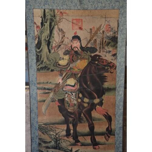 Hand-painted Chinese paintings, picture the long axis of the Qing Dynasty in China,GuanYu, free shipping