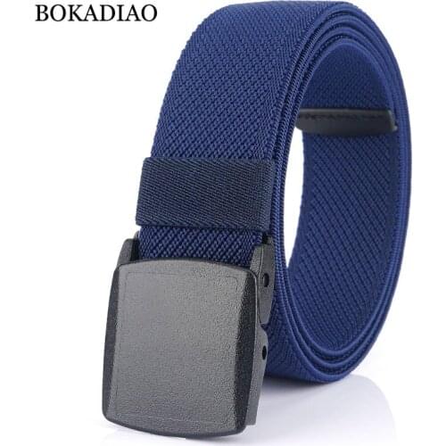 BOKADIAO Men&Women fashion wild Nylon belt luxury Plastic buckle Stretch elastic canvas Belts for men jeans waistband male strap